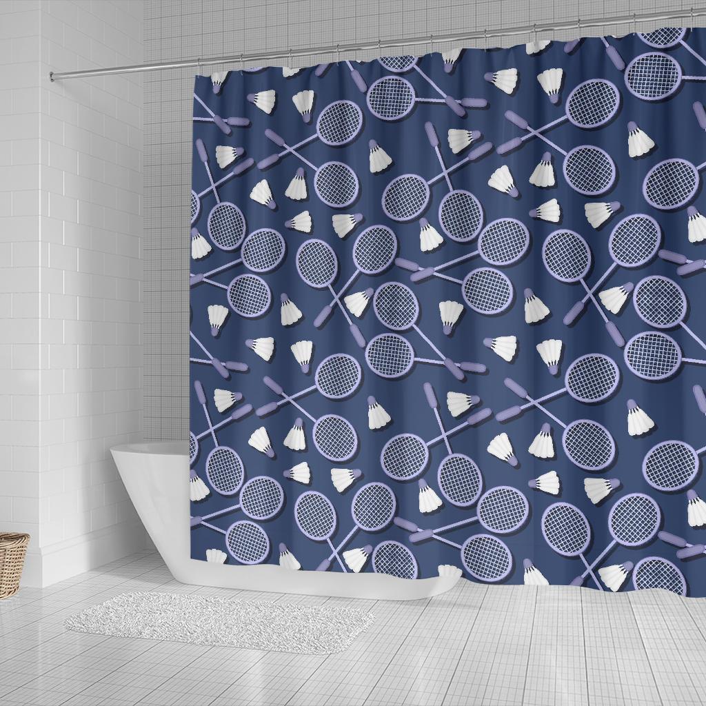 Badminton Pattern Print Bathroom Shower Curtain-grizzshop