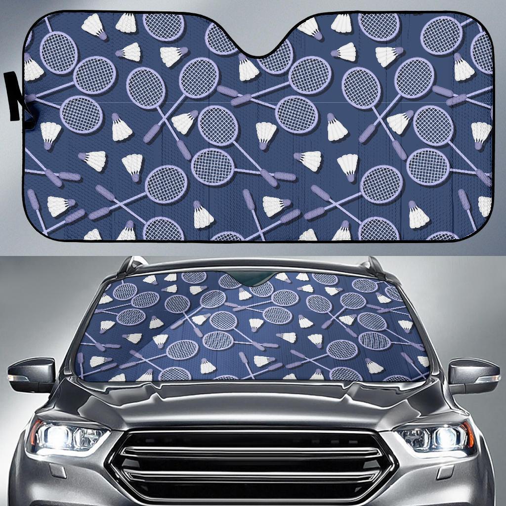 Badminton Pattern Print Car Sun Shade-grizzshop