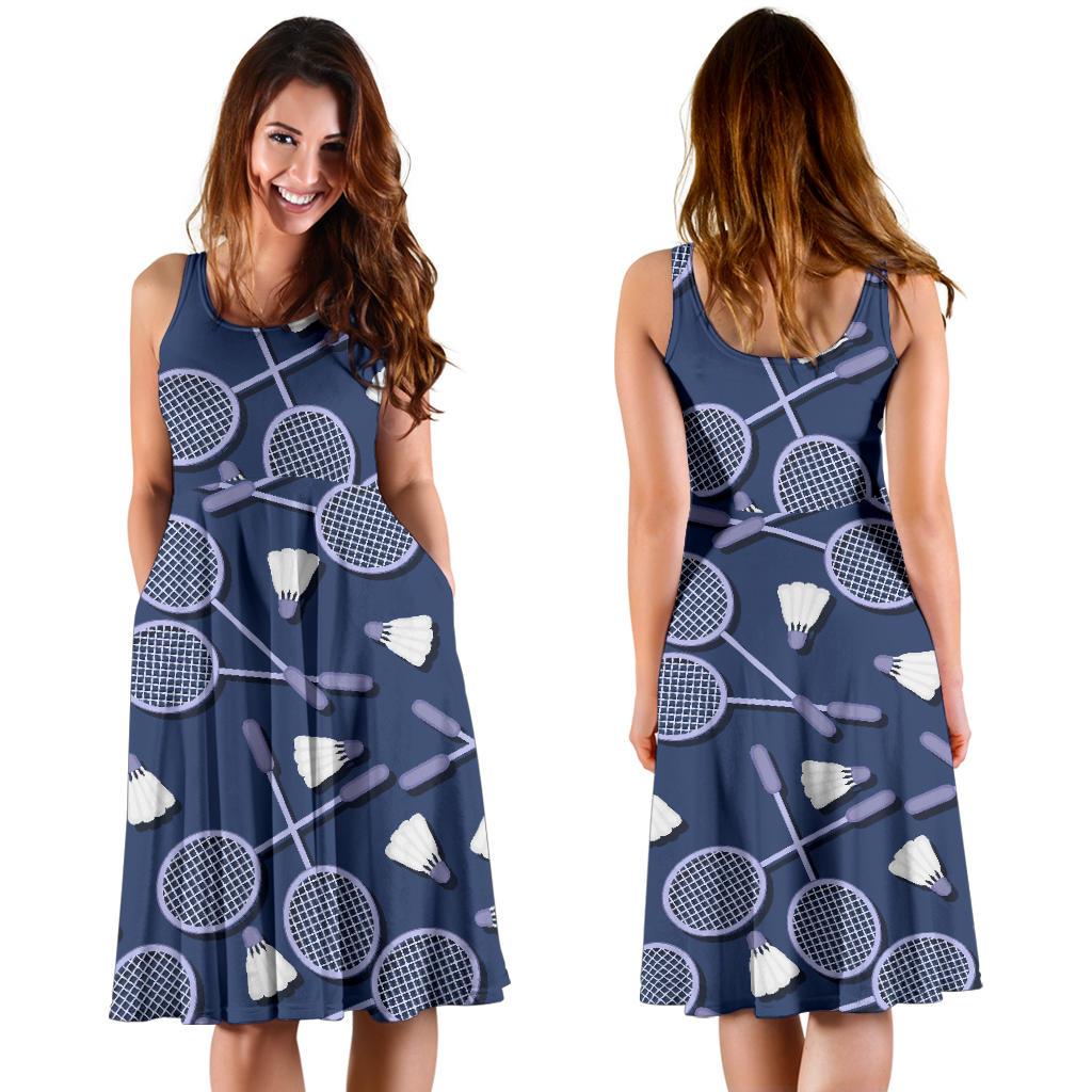 Badminton Pattern Print Dress-grizzshop