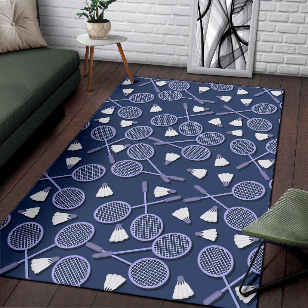 Badminton Pattern Print Floor Mat-grizzshop