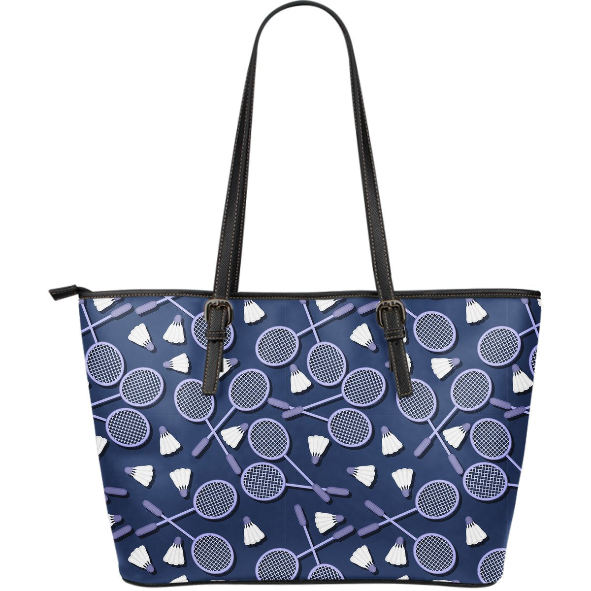 Badminton Pattern Print Leather Tote Bag-grizzshop