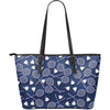 Badminton Pattern Print Leather Tote Bag-grizzshop