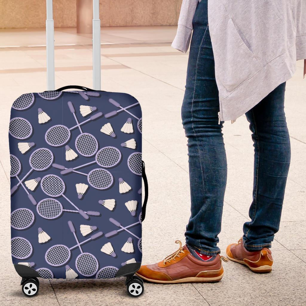 Badminton Pattern Print Luggage Cover Protector-grizzshop