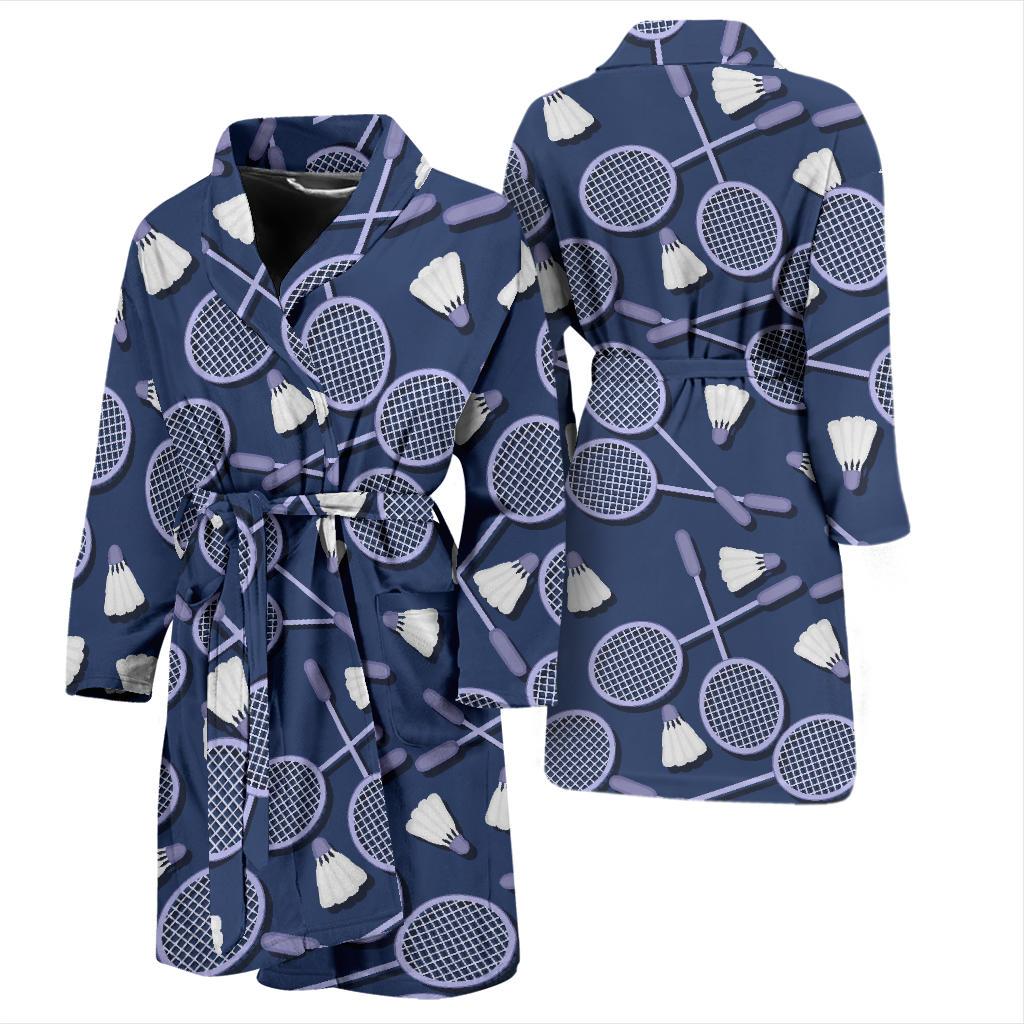 Badminton Pattern Print Men Long Robe-grizzshop