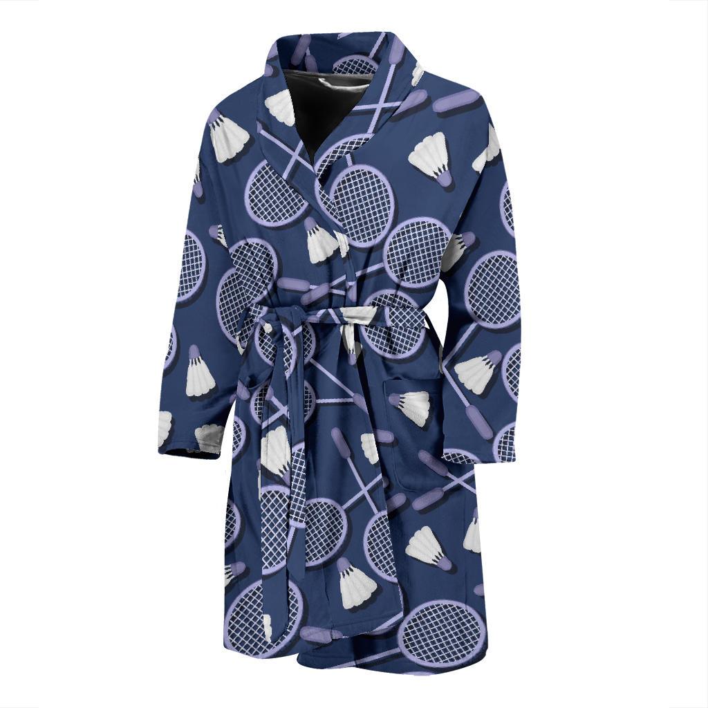 Badminton Pattern Print Men Long Robe-grizzshop