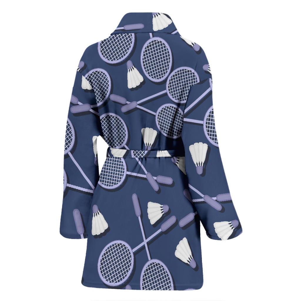 Badminton Pattern Print Women Long Robe-grizzshop