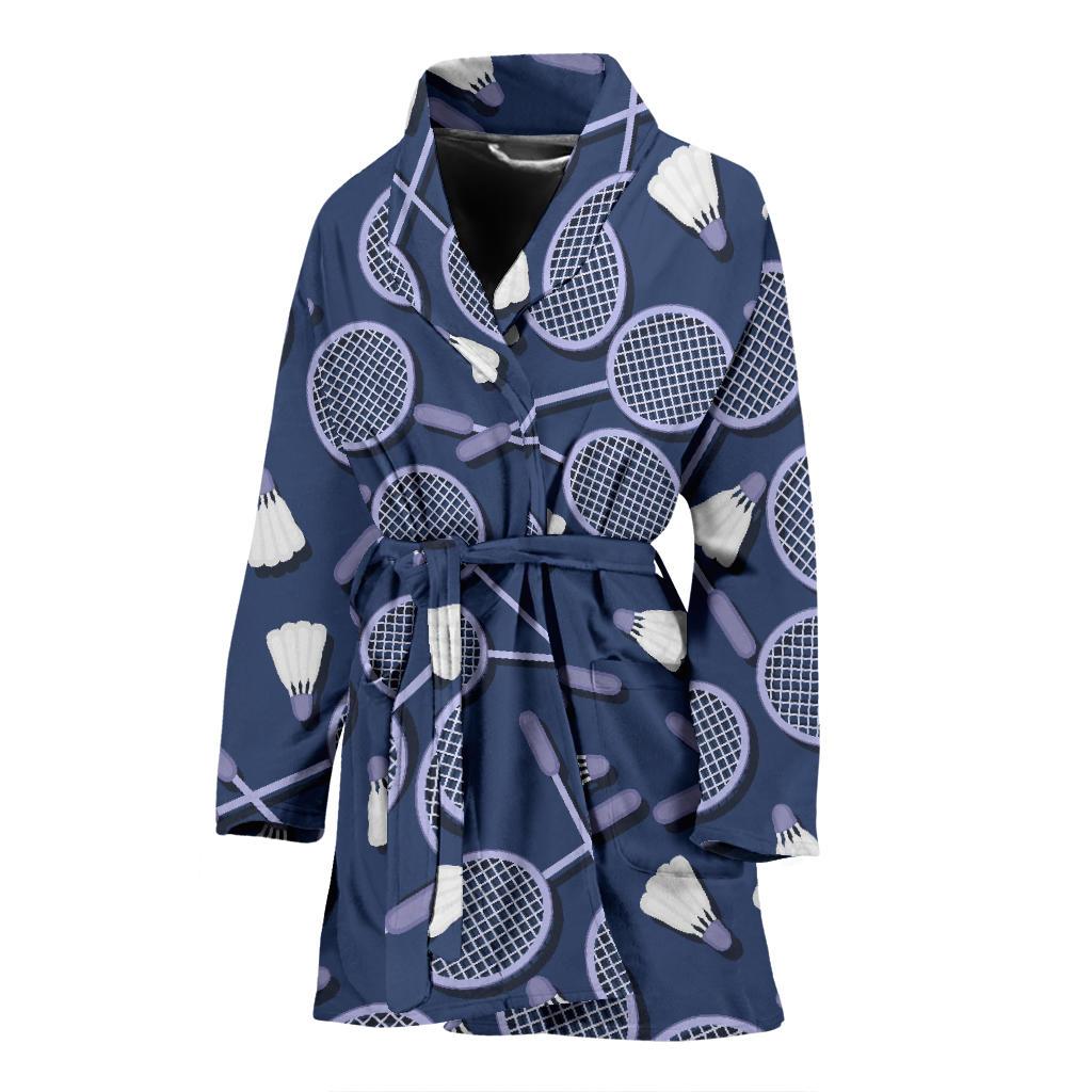 Badminton Pattern Print Women Long Robe-grizzshop