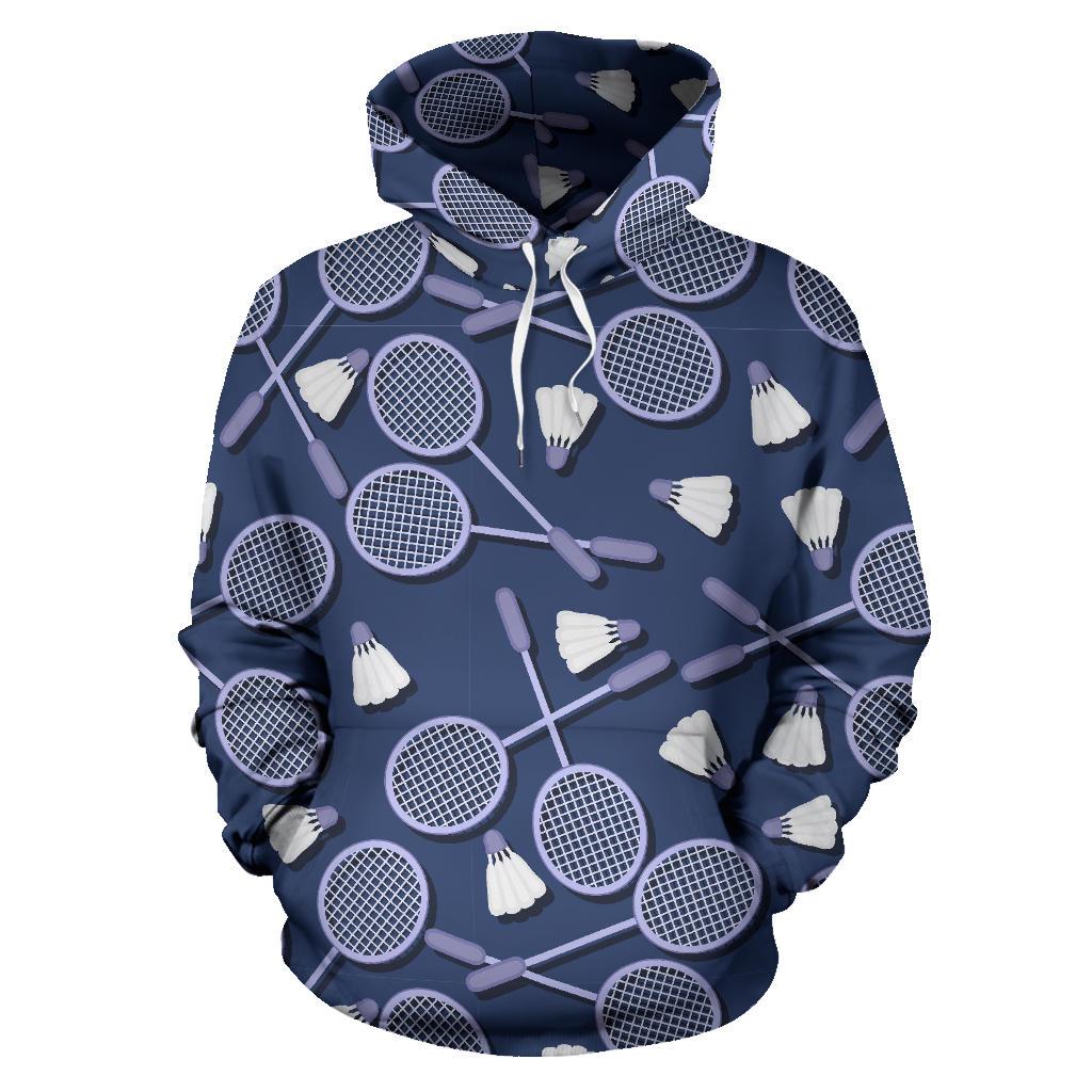 Badminton Pattern Print Women Men Pullover Hoodie-grizzshop