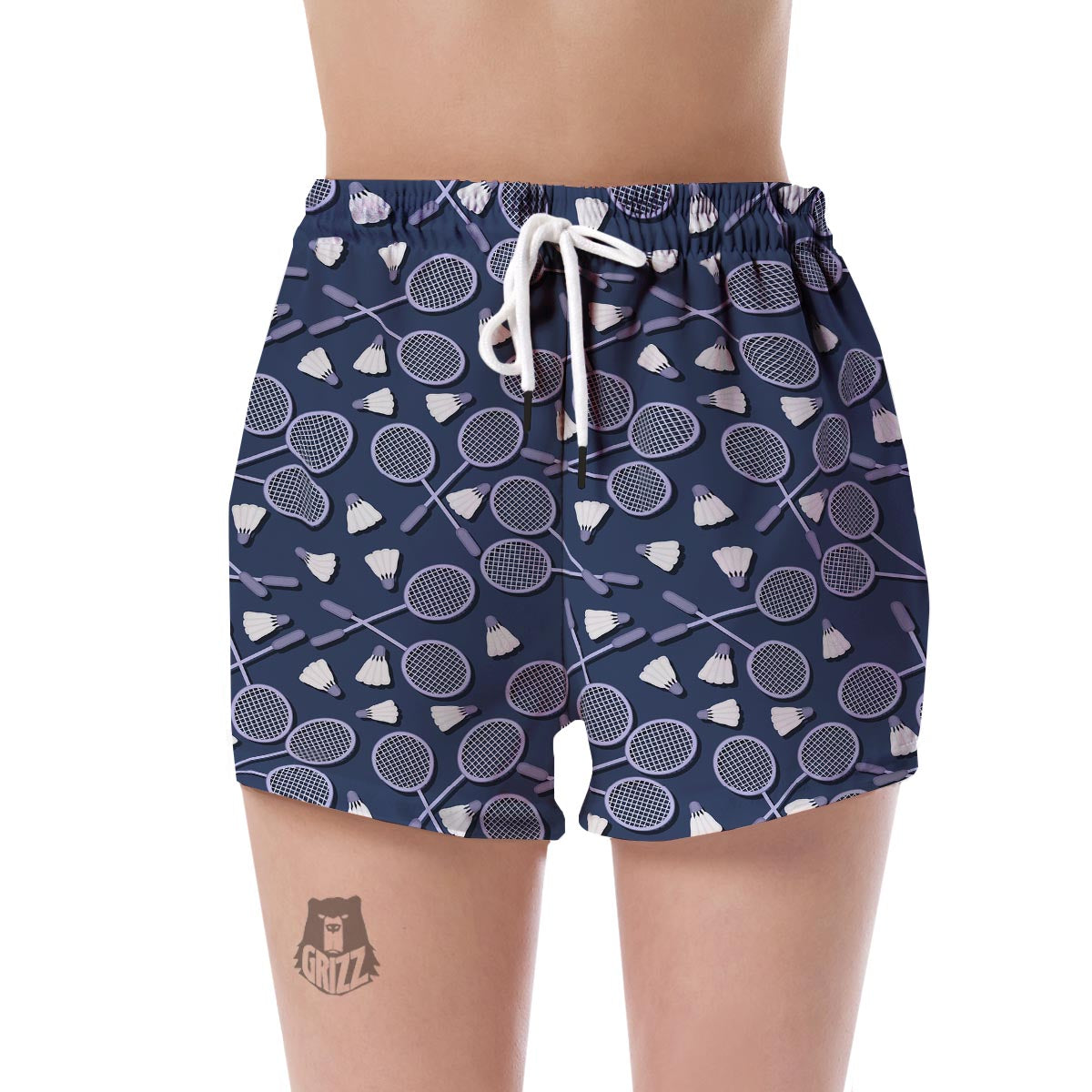 Badminton Pattern Print Women's Shorts-grizzshop