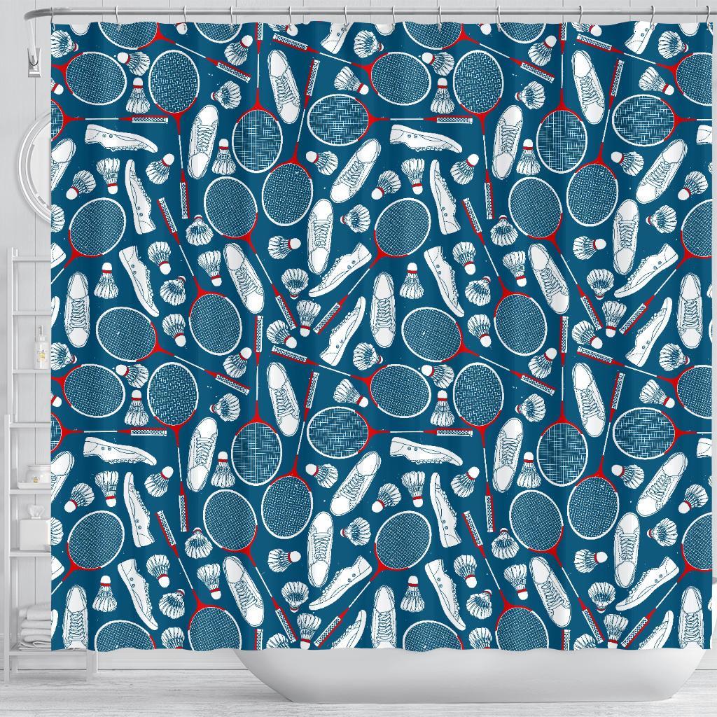 Badminton Print Pattern Bathroom Shower Curtain-grizzshop