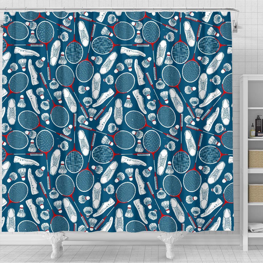 Badminton Print Pattern Bathroom Shower Curtain-grizzshop