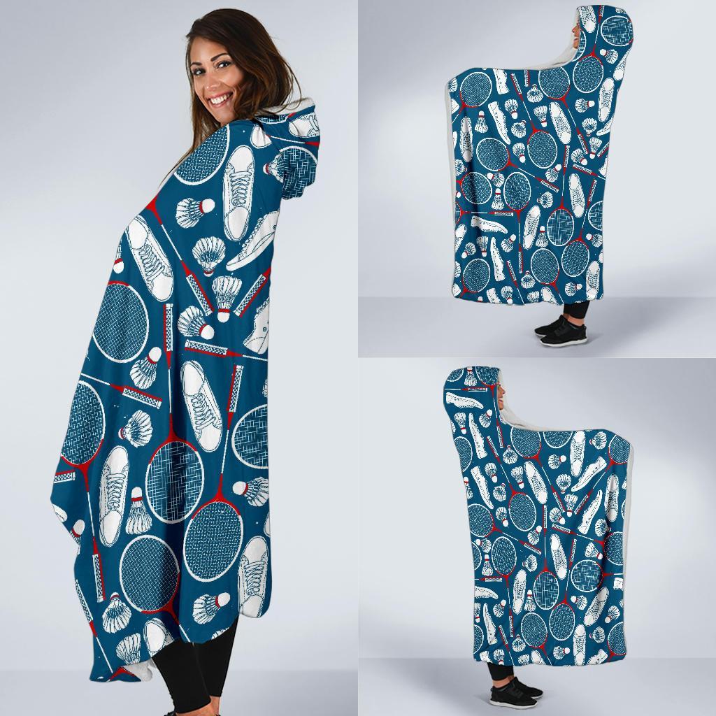 Badminton Print Pattern Hooded Blanket-grizzshop