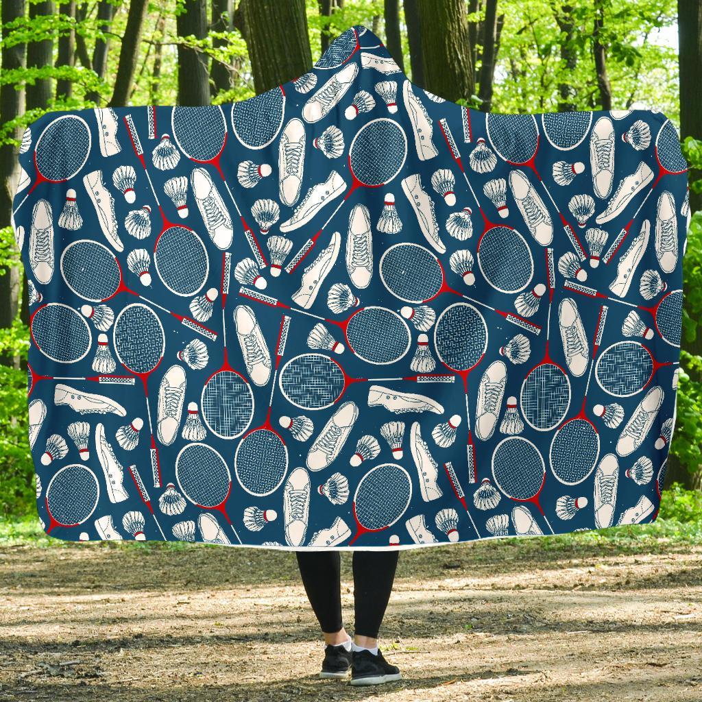 Badminton Print Pattern Hooded Blanket-grizzshop