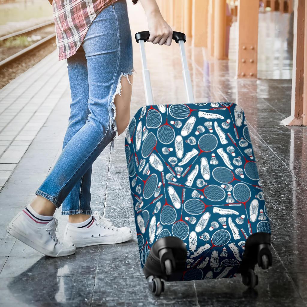 Badminton Print Pattern Luggage Cover Protector-grizzshop