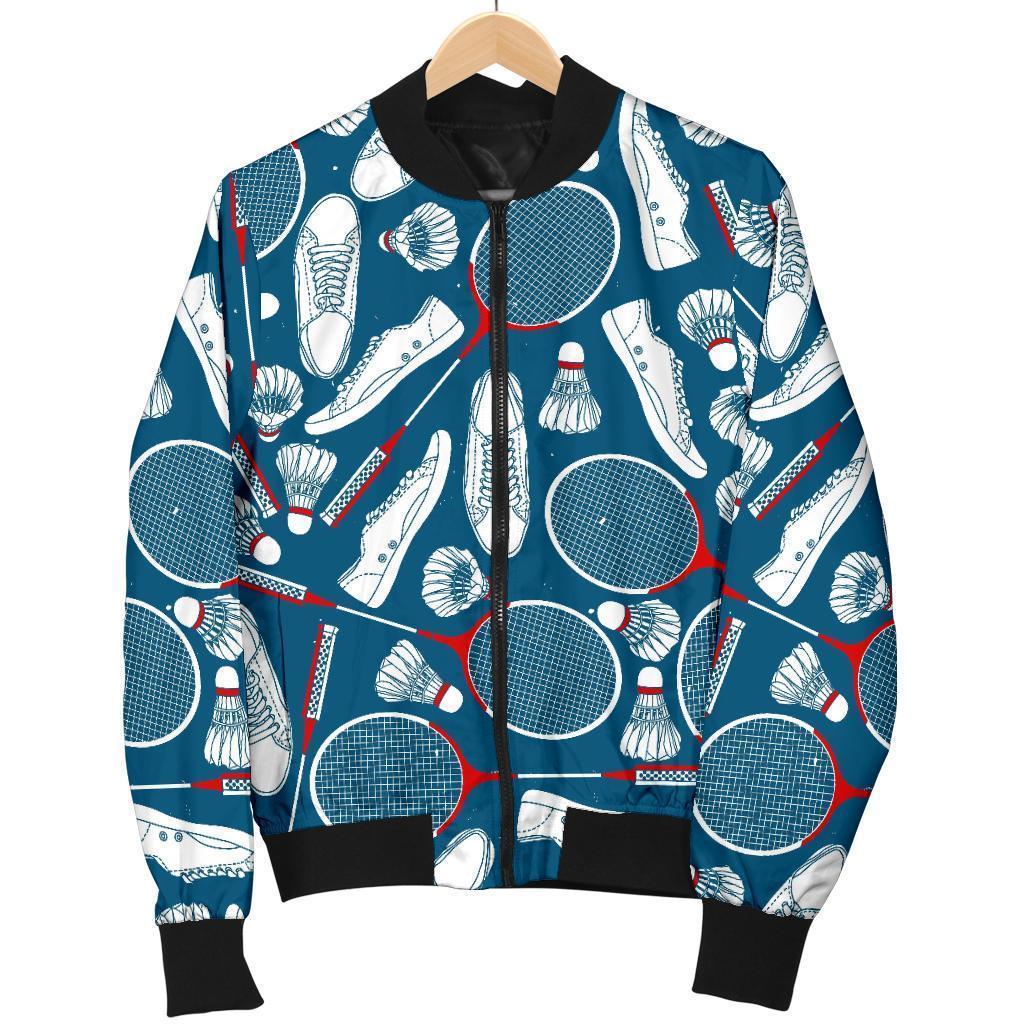 Badminton Print Pattern Women Casual Bomber Jacket-grizzshop