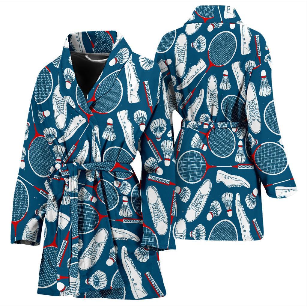 Badminton Print Pattern Women Long Robe-grizzshop