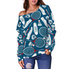 Badminton Print Pattern Women Off Shoulder Sweatshirt-grizzshop