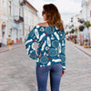 Badminton Print Pattern Women Off Shoulder Sweatshirt-grizzshop