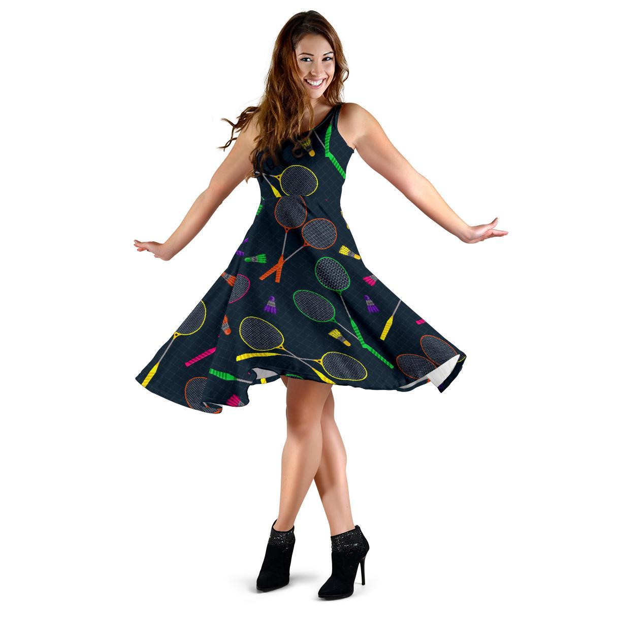 Badminton Colorful Pattern Print Dress-grizzshop