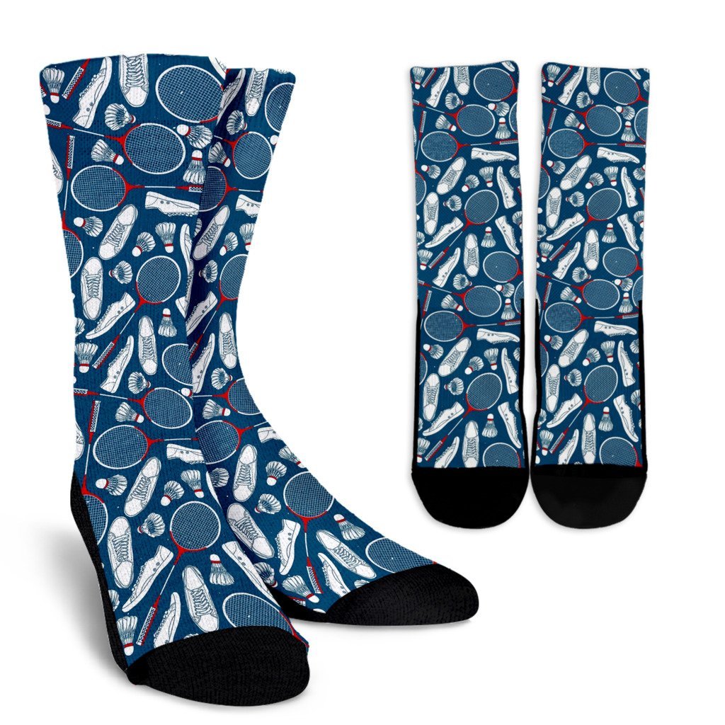 Badminton Print Pattern Unisex Crew Socks-grizzshop