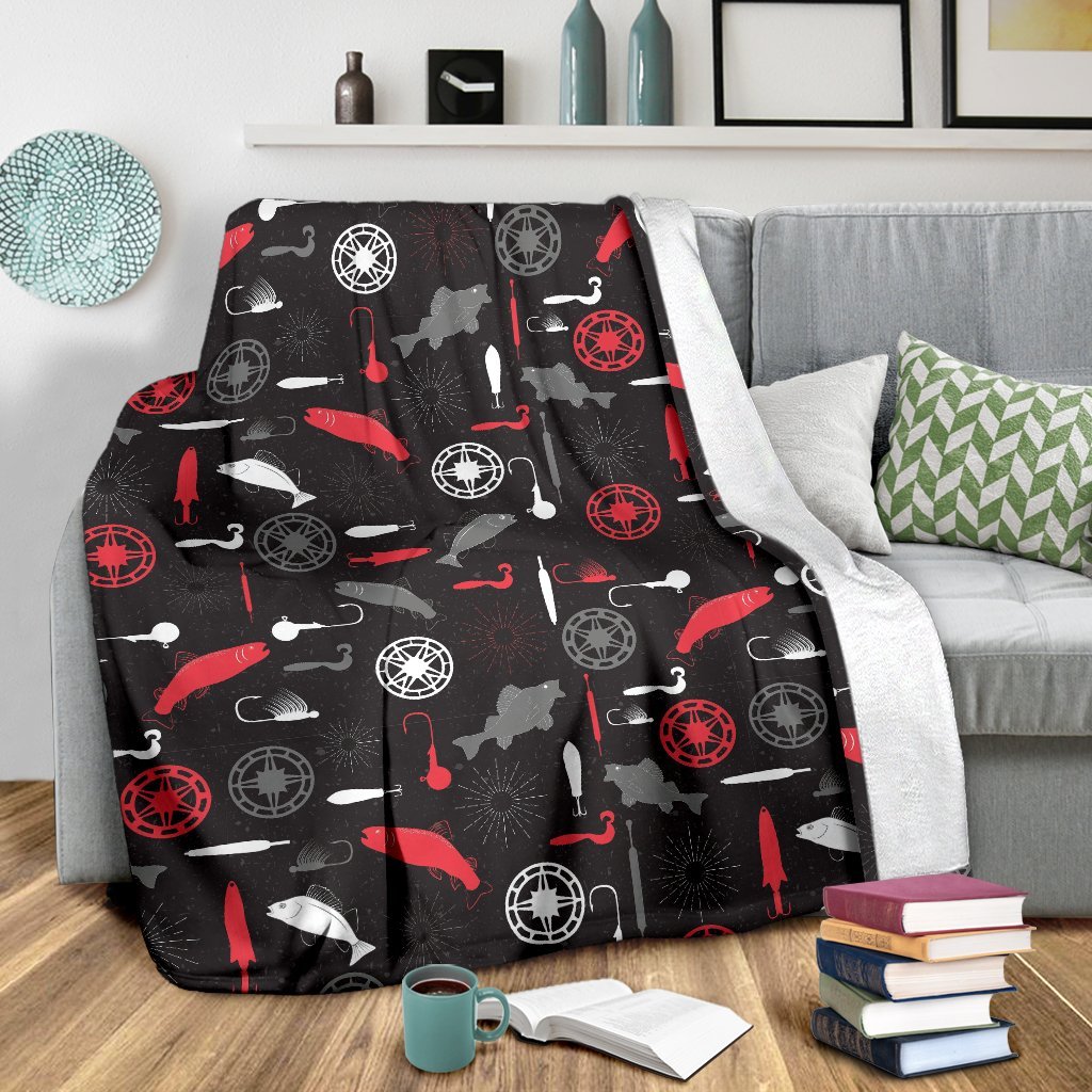 Bait Bass Fishing Pattern Print Blanket-grizzshop