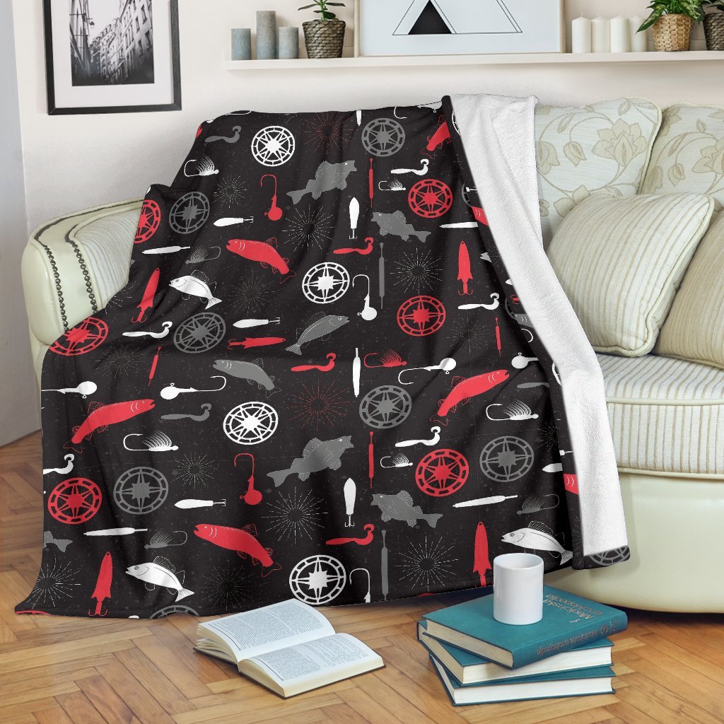 Bait Bass Fishing Pattern Print Blanket-grizzshop