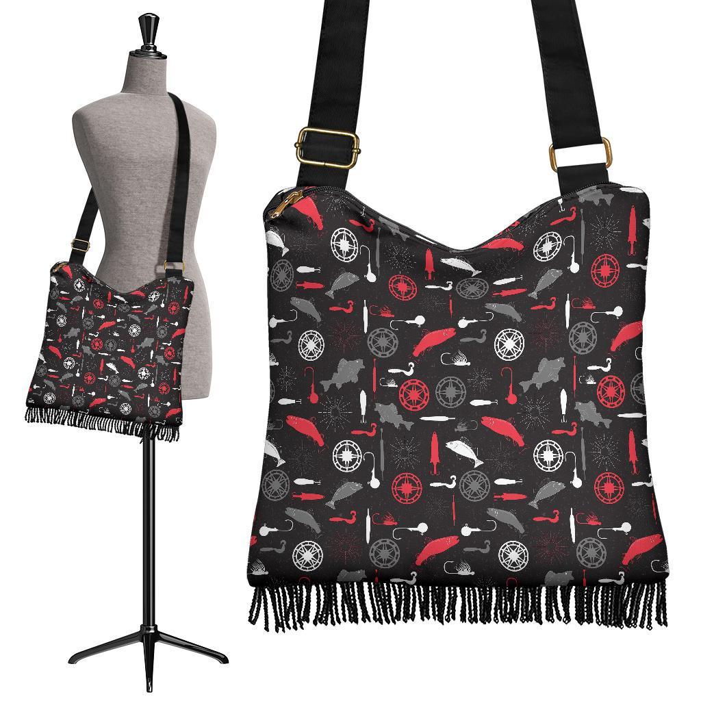 Bait Bass Fishing Pattern Print Crossbody Bags-grizzshop