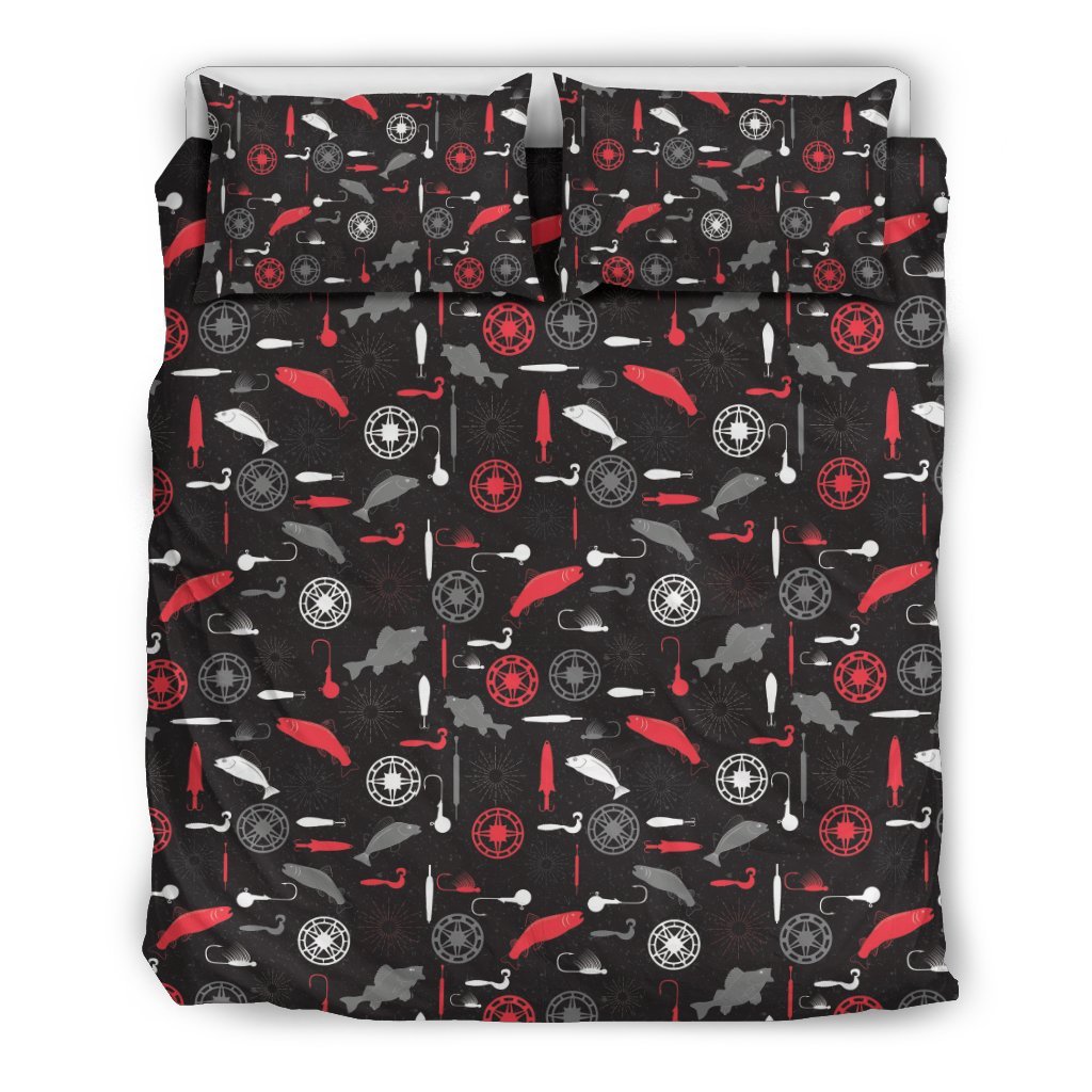 Bait Bass Fishing Pattern Print Duvet Cover Bedding Set-grizzshop