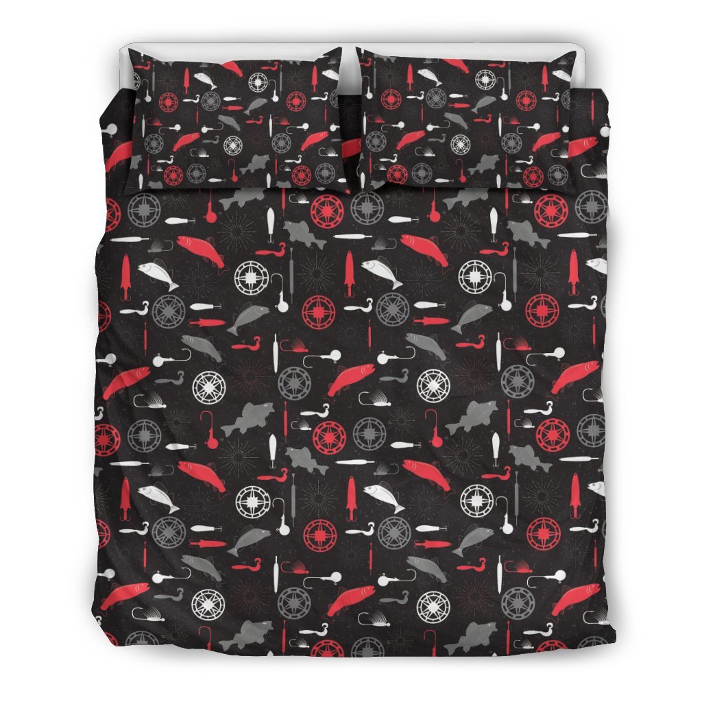 Bait Bass Fishing Pattern Print Duvet Cover Bedding Set-grizzshop