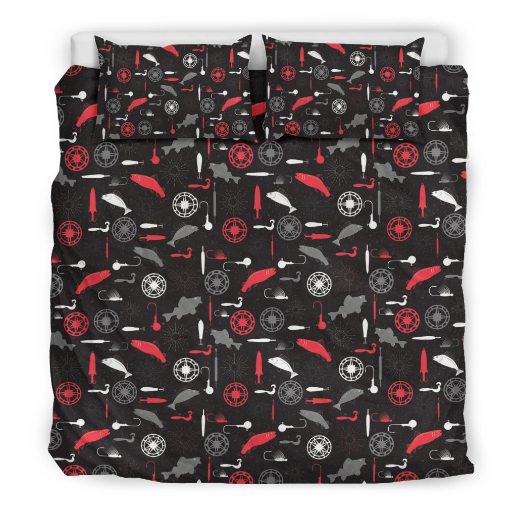 Bait Bass Fishing Pattern Print Duvet Cover Bedding Set-grizzshop