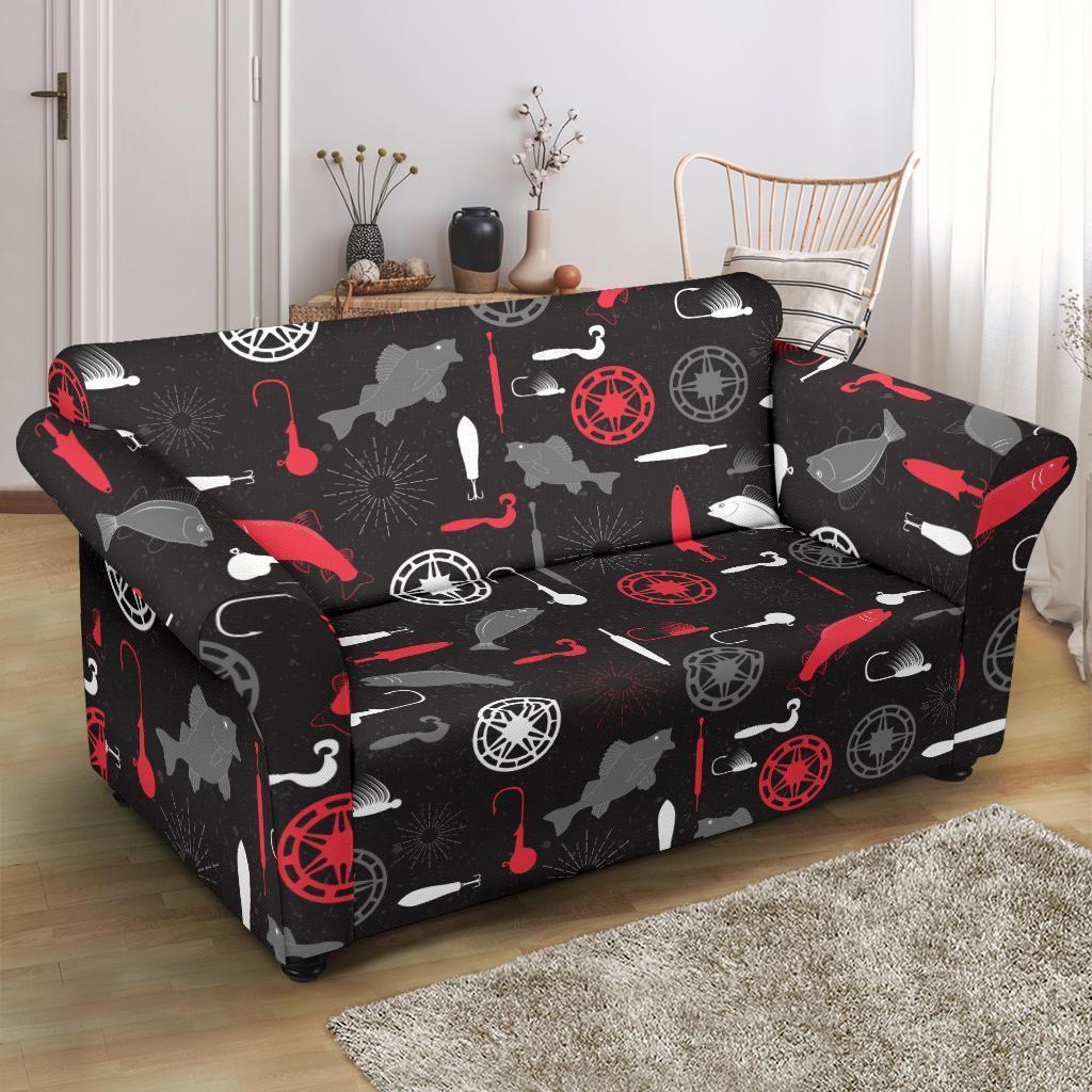 Bait Bass Fishing Pattern Print Loveseat Cover-grizzshop