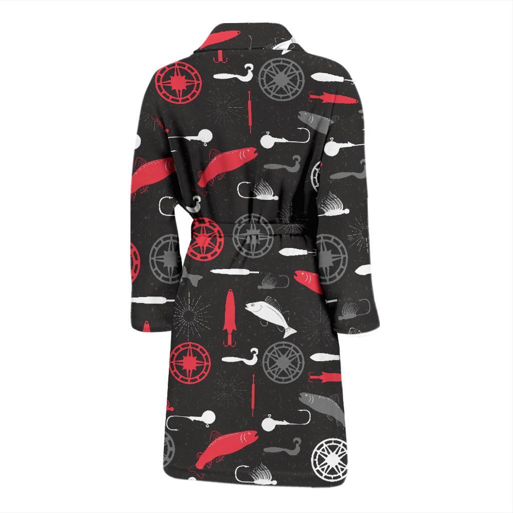 Bait Bass Fishing Pattern Print Men Long Robe-grizzshop