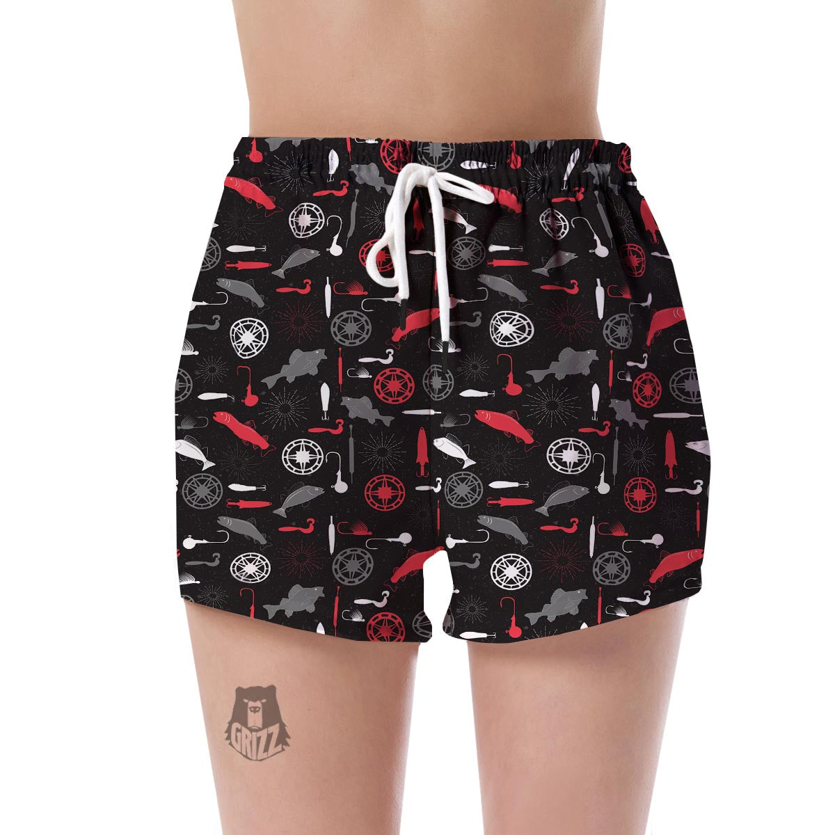 Bait Bass Fishing Pattern Print Women's Shorts-grizzshop