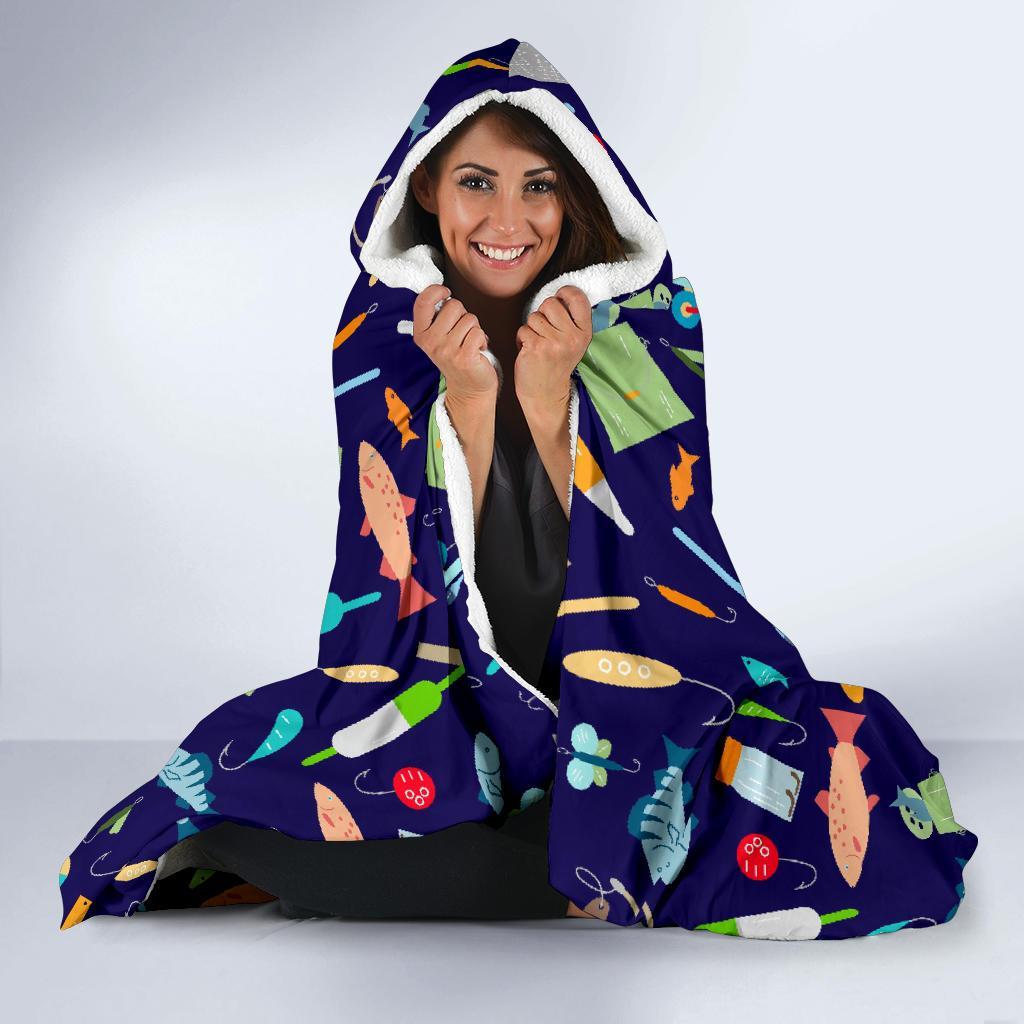 Bait Bass Fishing Print Pattern Hooded Blanket-grizzshop