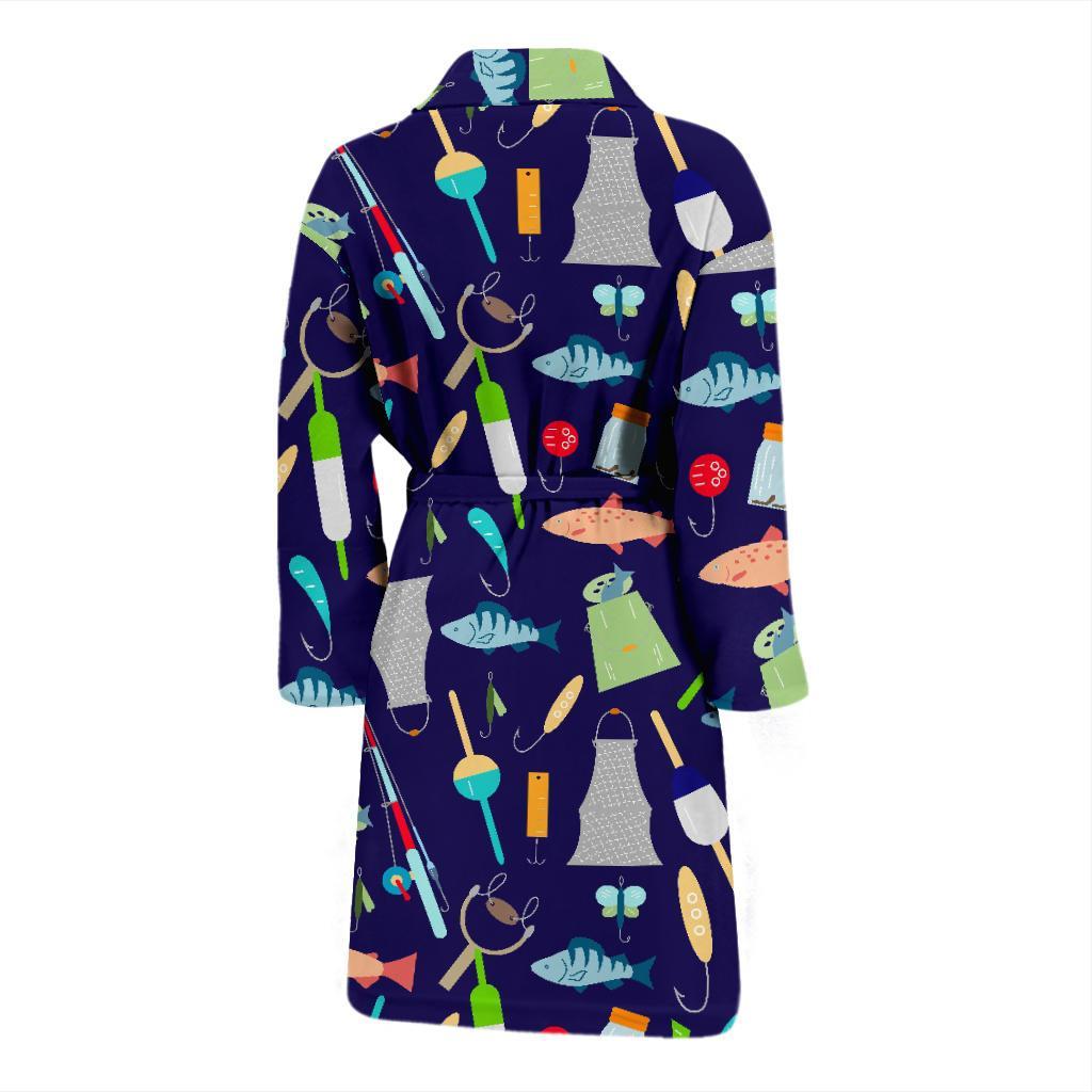 Bait Bass Fishing Print Pattern Men Long Robe-grizzshop