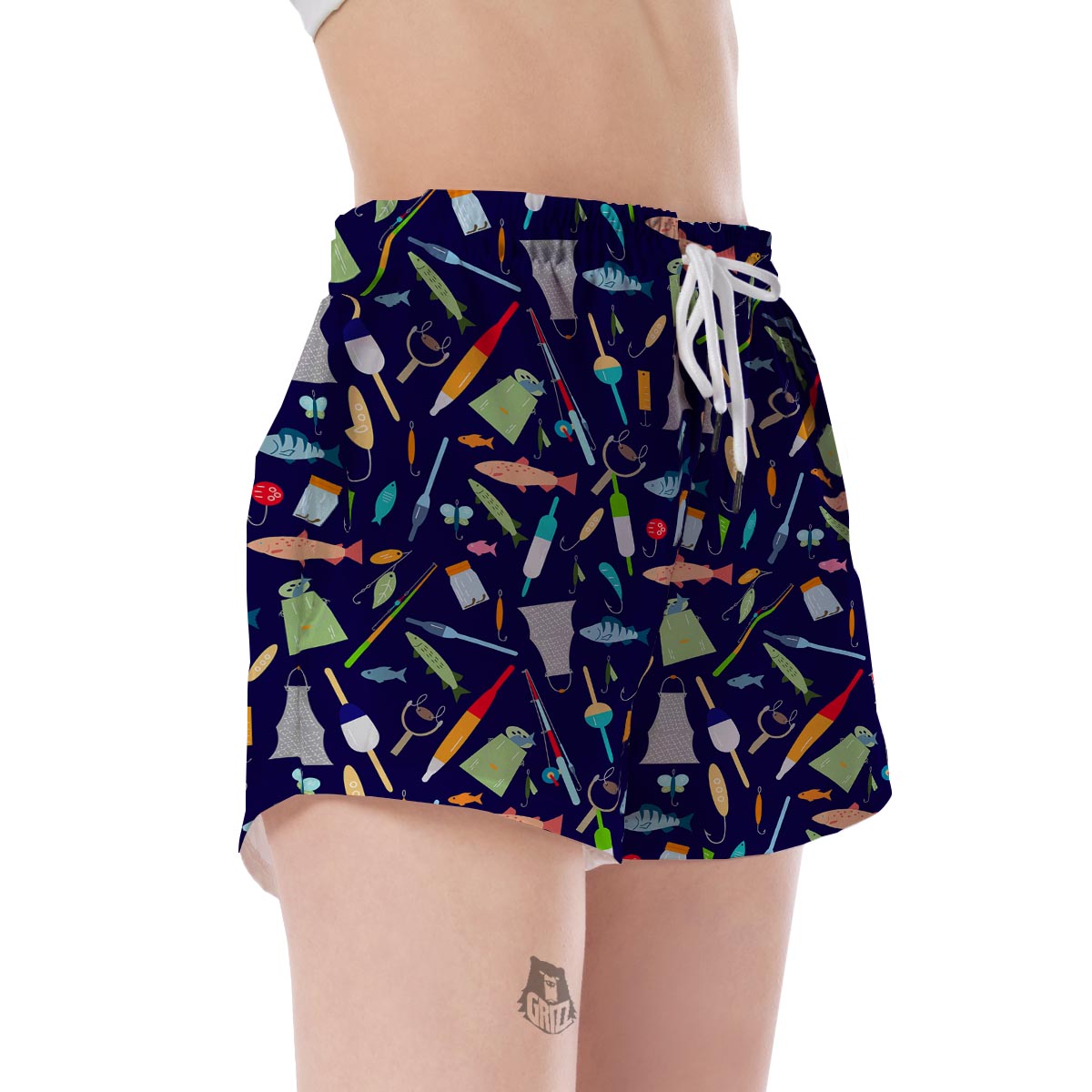 Bait Bass Fishing Print Pattern Women's Shorts-grizzshop