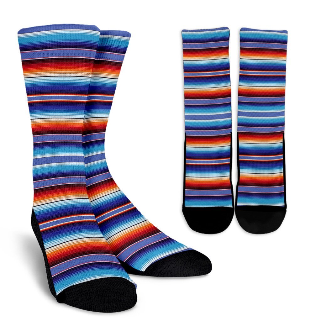 Baja Mexican Blanket Serape Pattern Print Unisex Crew Socks-grizzshop