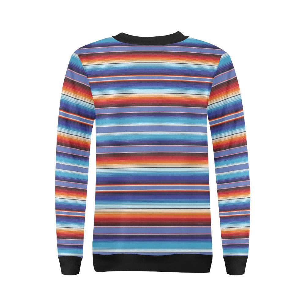 Baja Mexican Blanket Serape Pattern Print Women Crewneck Sweatshirt-grizzshop