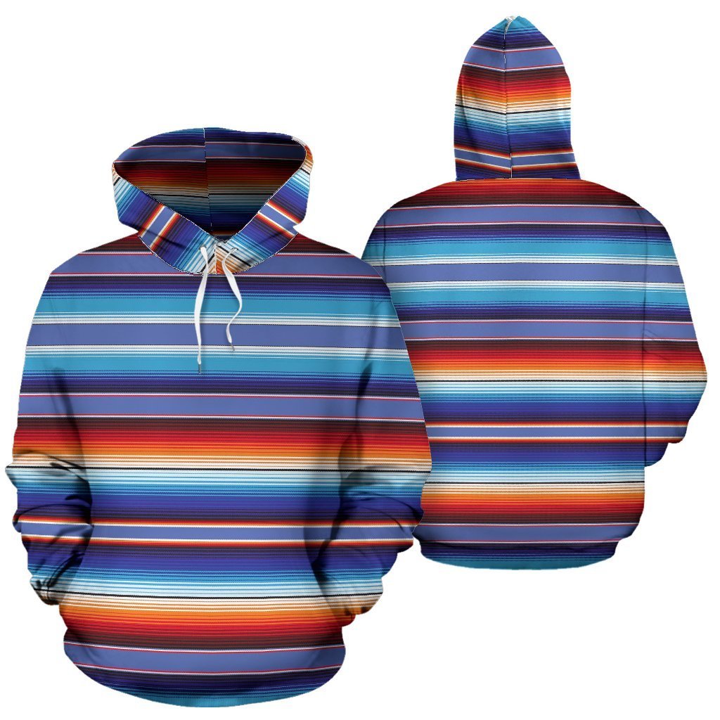 Baja Mexican Blanket Serape Pattern Print Women Men Pullover Hoodie-grizzshop