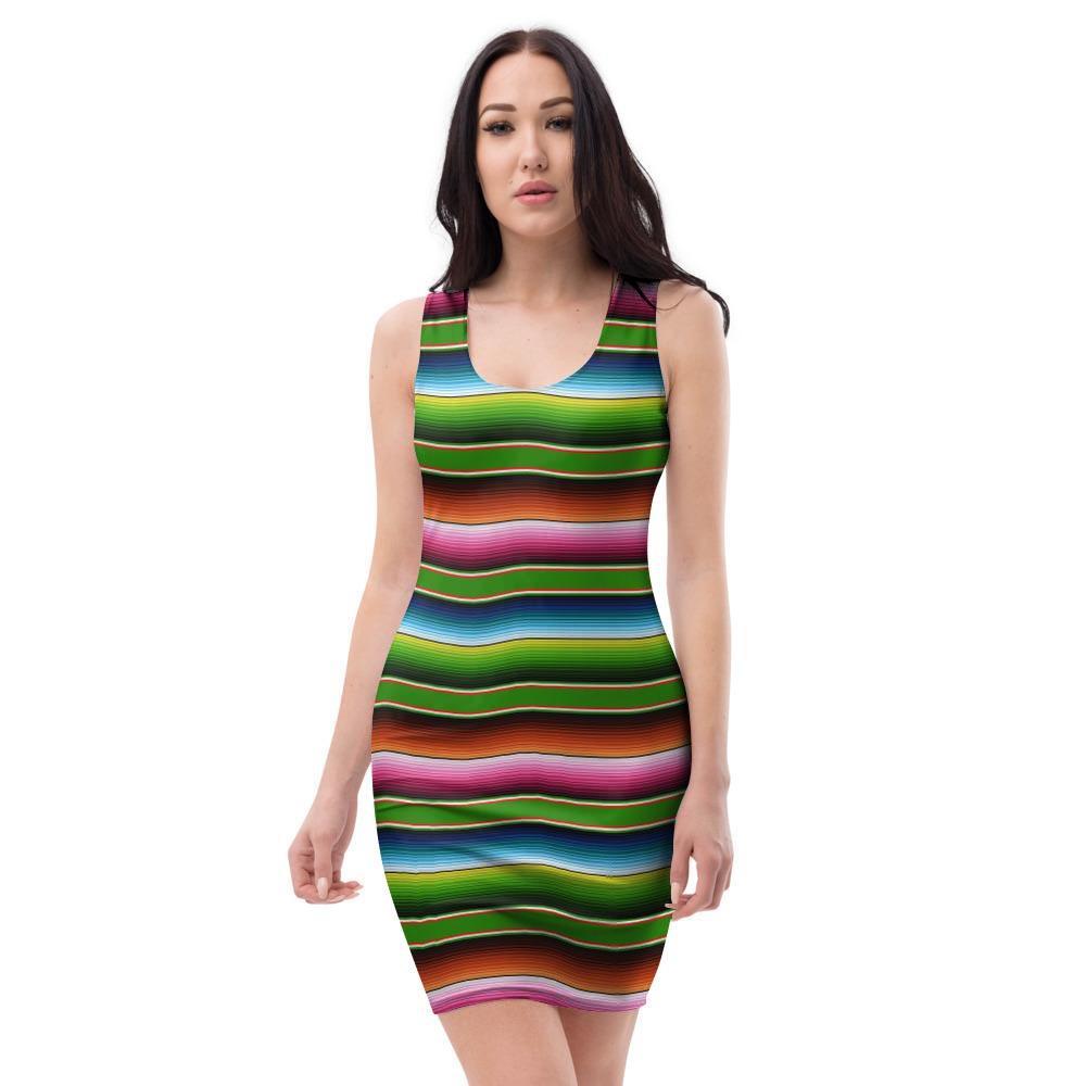 Baja Mexican Print Bodycon Dress-grizzshop