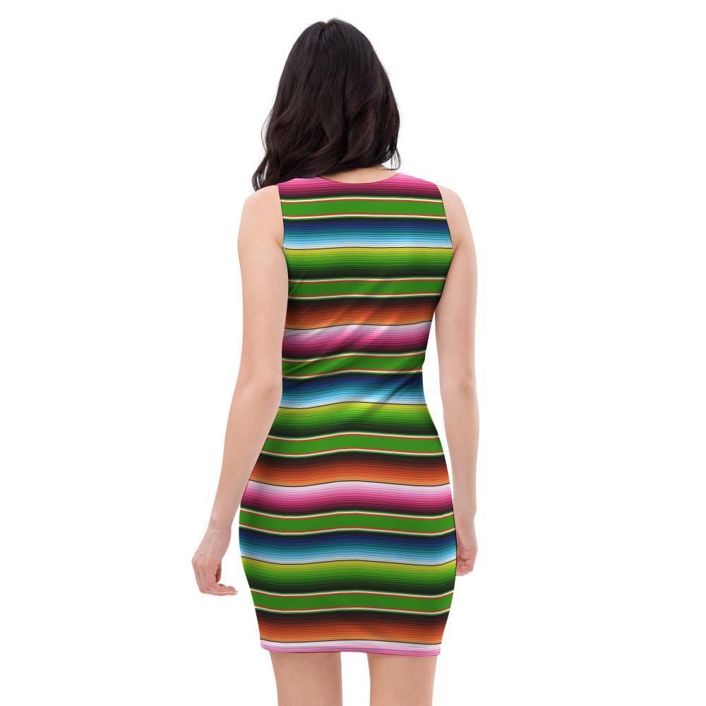 Baja Mexican Print Bodycon Dress-grizzshop