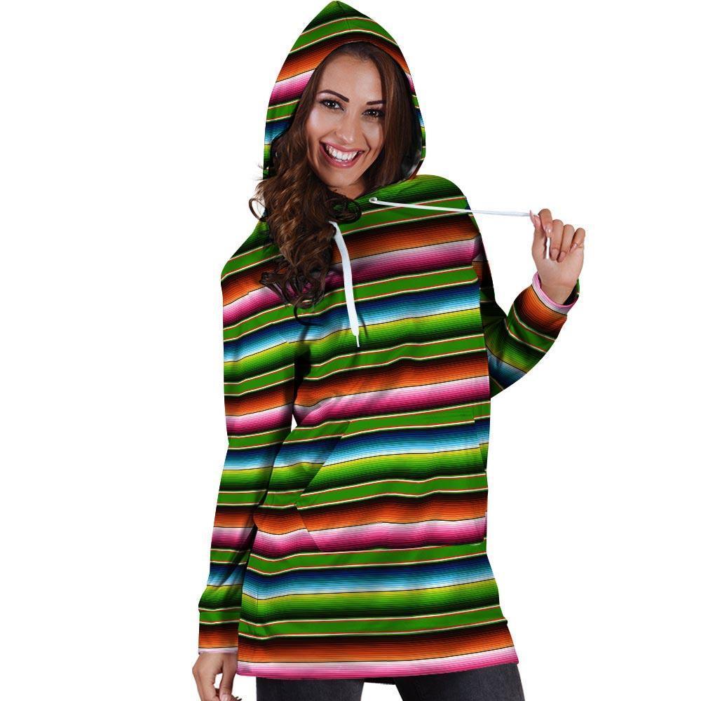 Baja Mexican Print Hoodie Dress-grizzshop