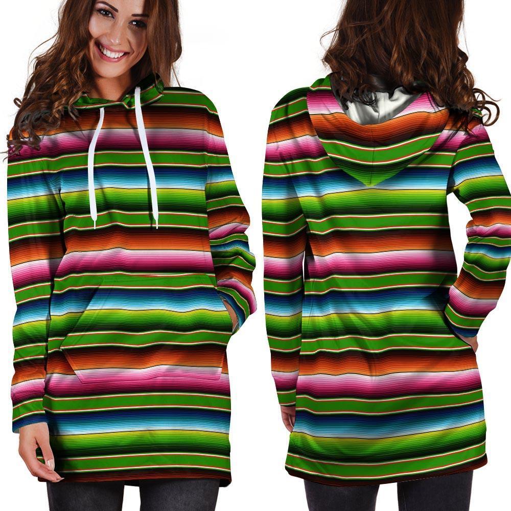 Baja Mexican Print Hoodie Dress-grizzshop