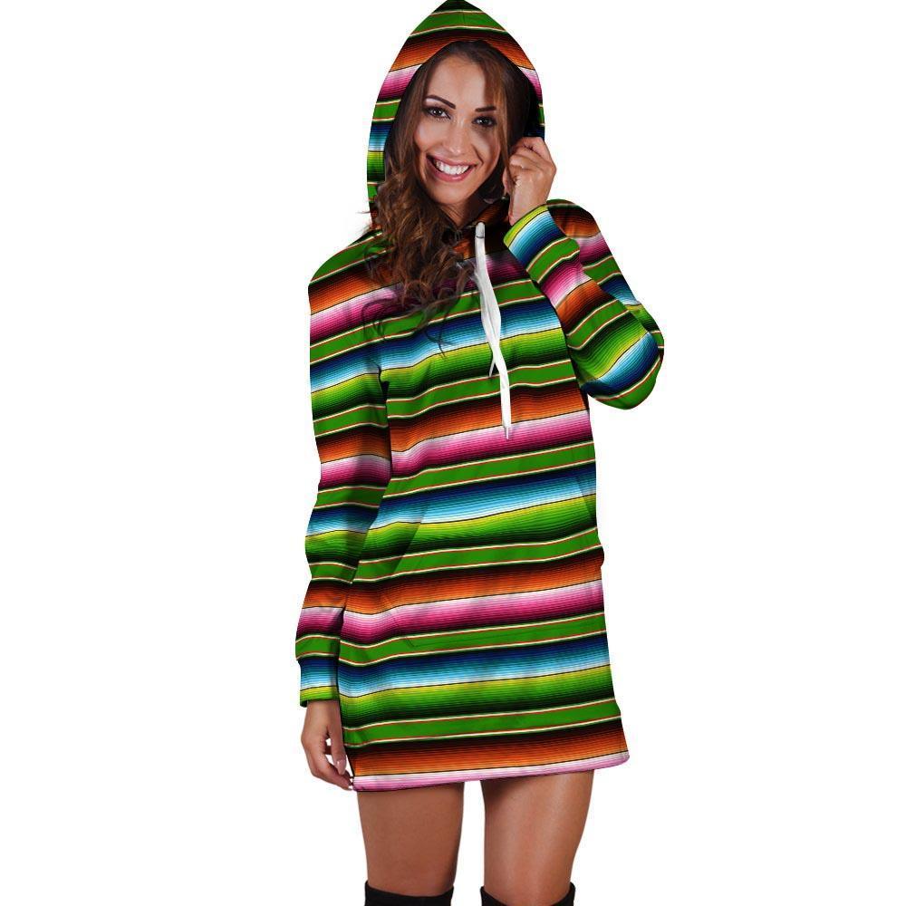 Baja Mexican Print Hoodie Dress-grizzshop