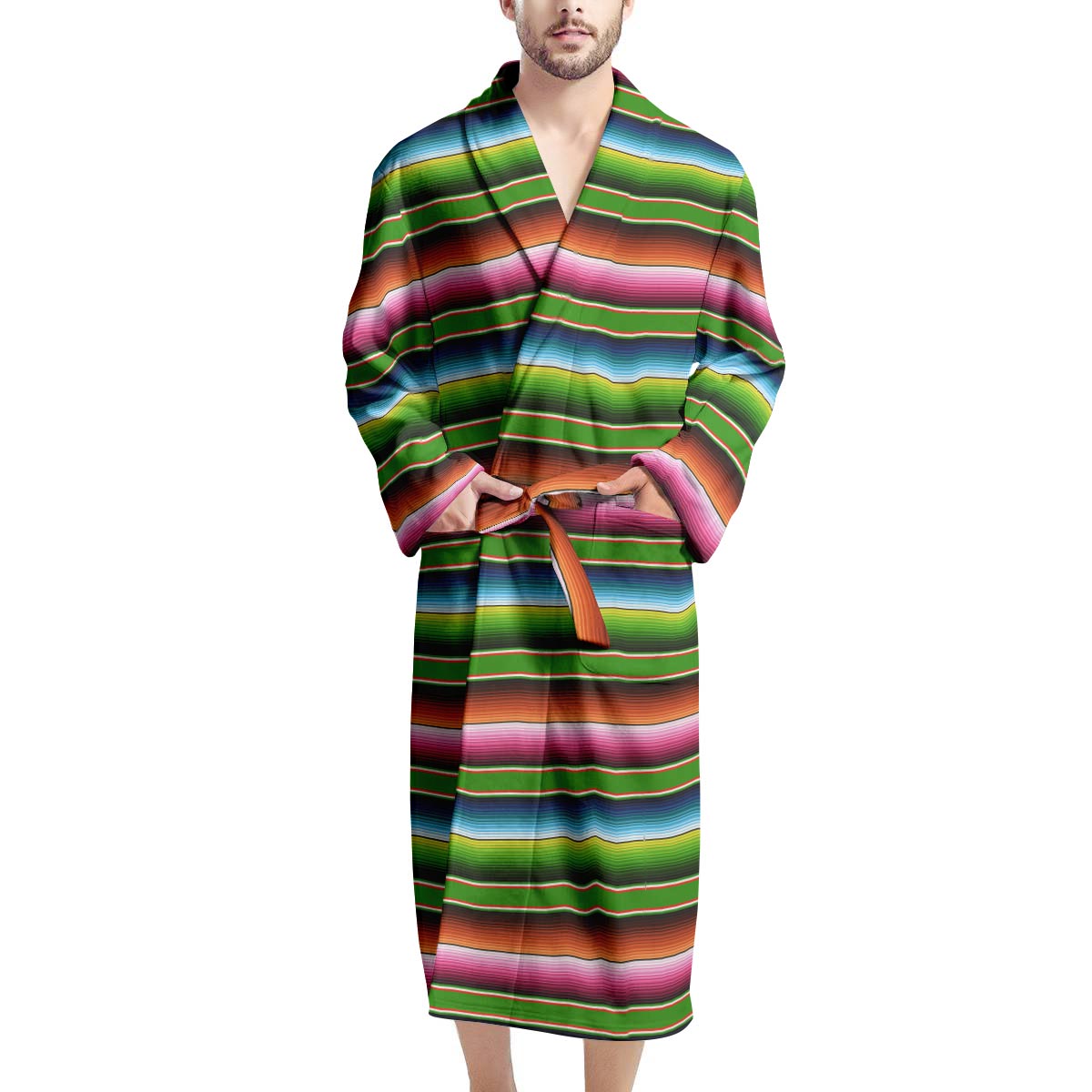 Baja Mexican Print Men's Robe-grizzshop