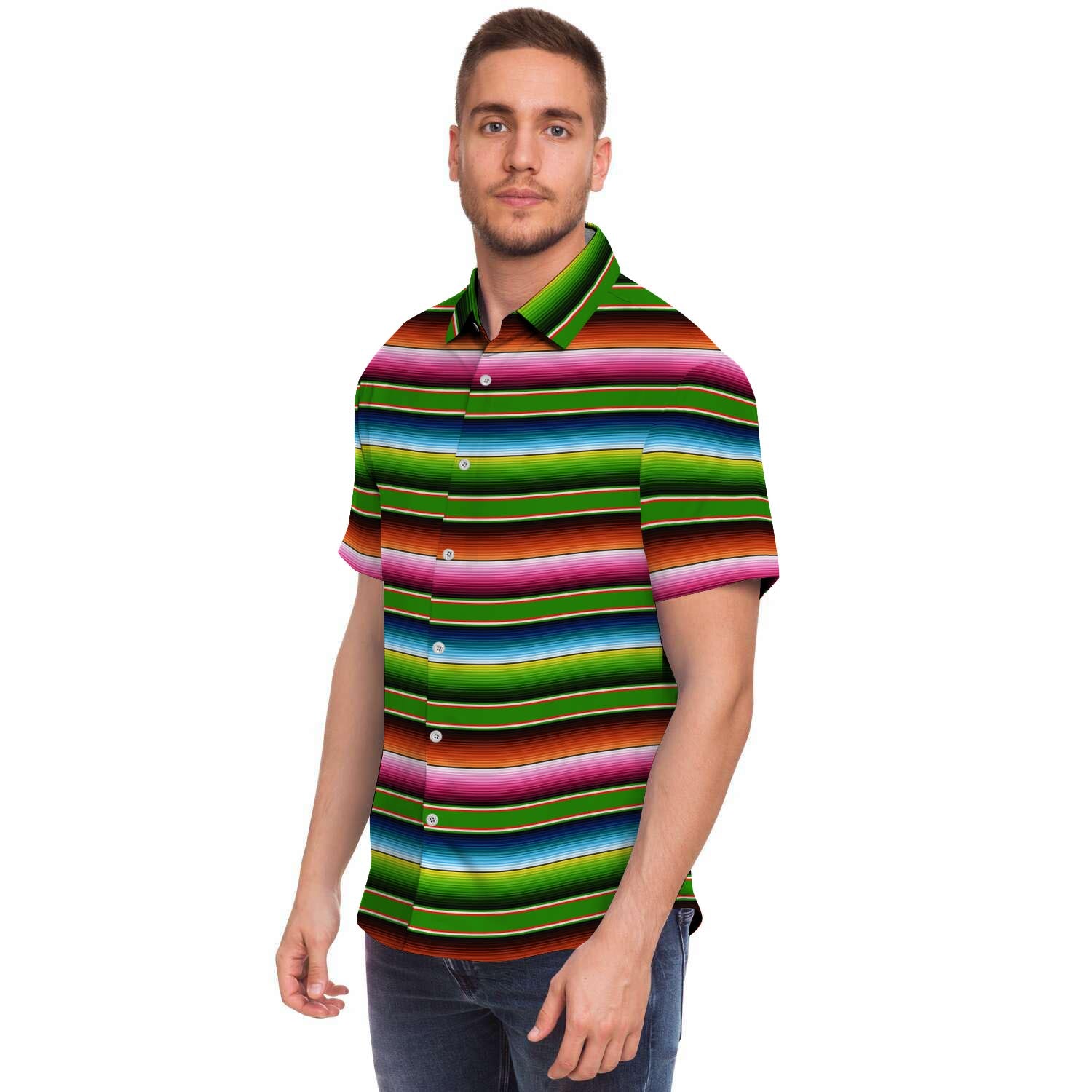 Baja Mexican Print Men's Short Sleeve Shirt-grizzshop