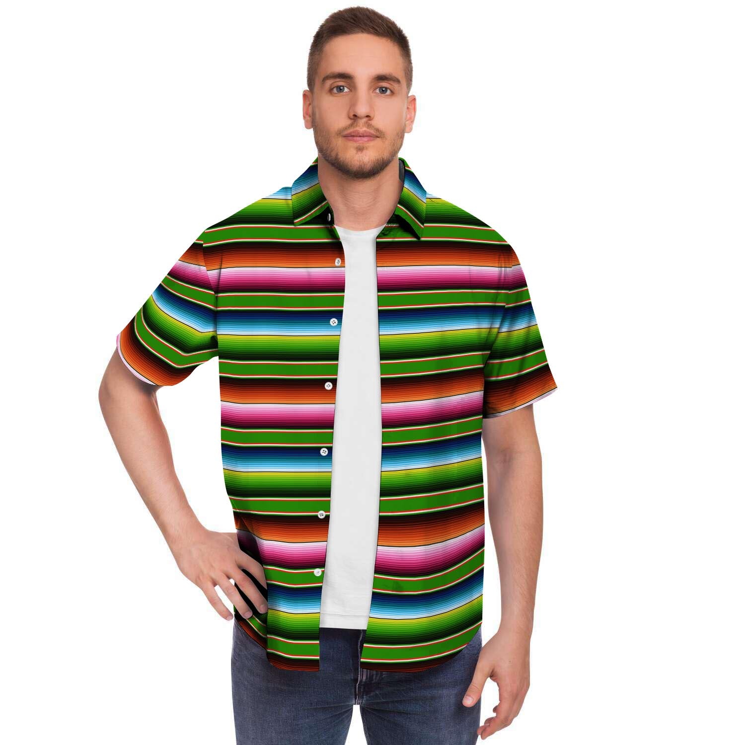 Baja Mexican Print Men's Short Sleeve Shirt-grizzshop