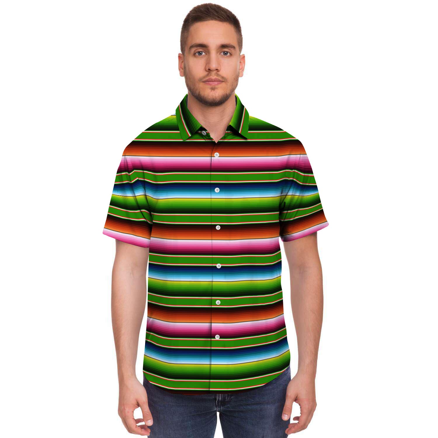 Baja Mexican Print Men's Short Sleeve Shirt-grizzshop