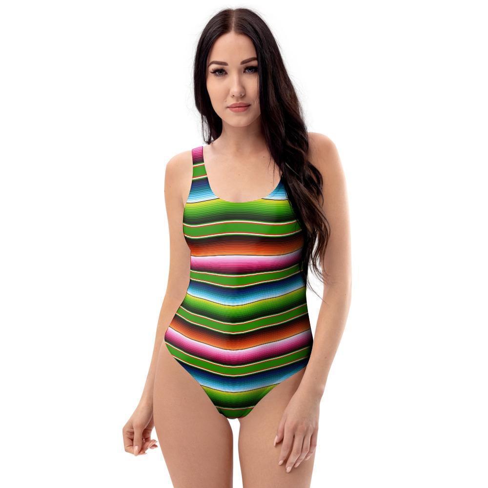 Baja Mexican Print One Piece Swimsuite-grizzshop