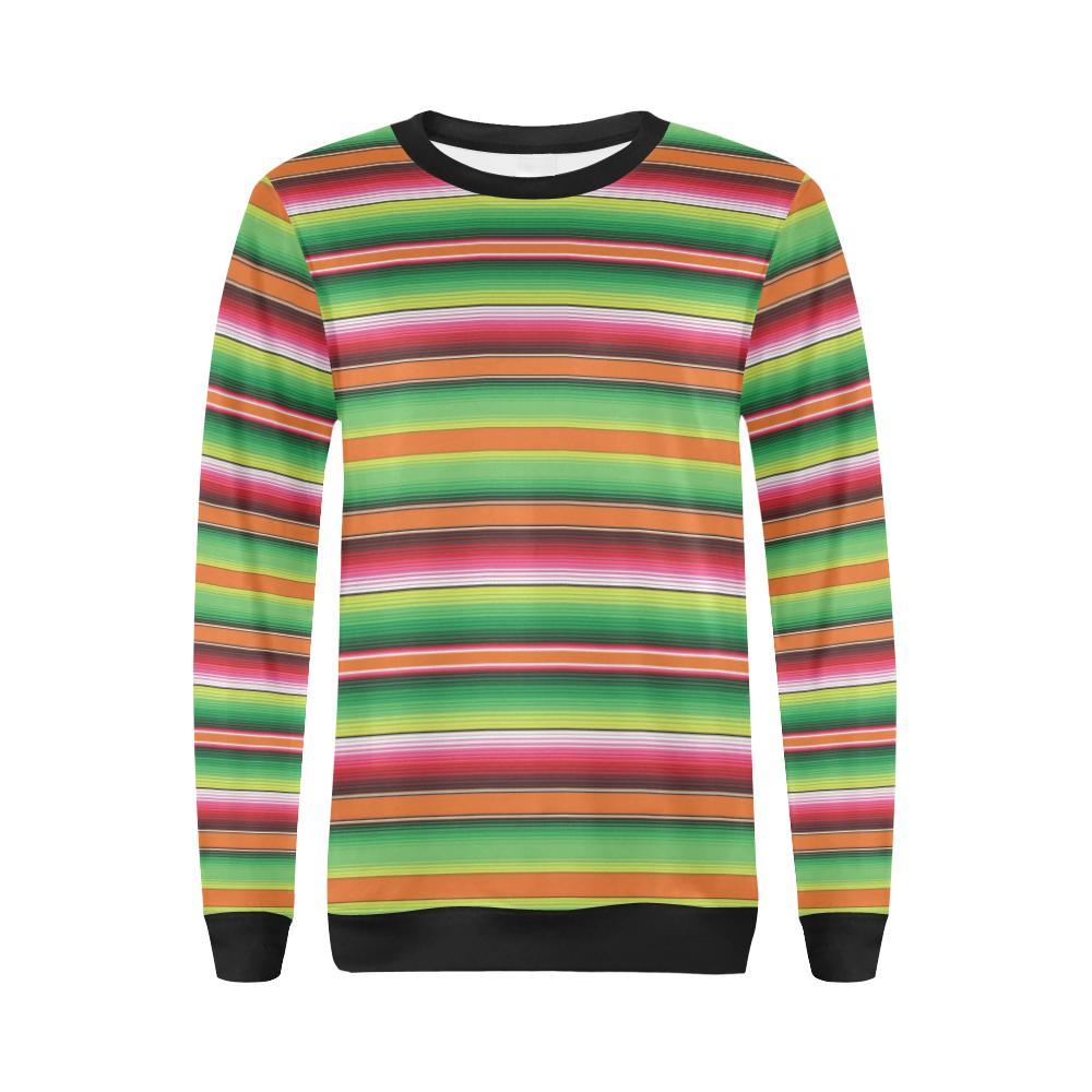 Baja Serape Mexican Blanket Pattern Print Women Crewneck Sweatshirt-grizzshop